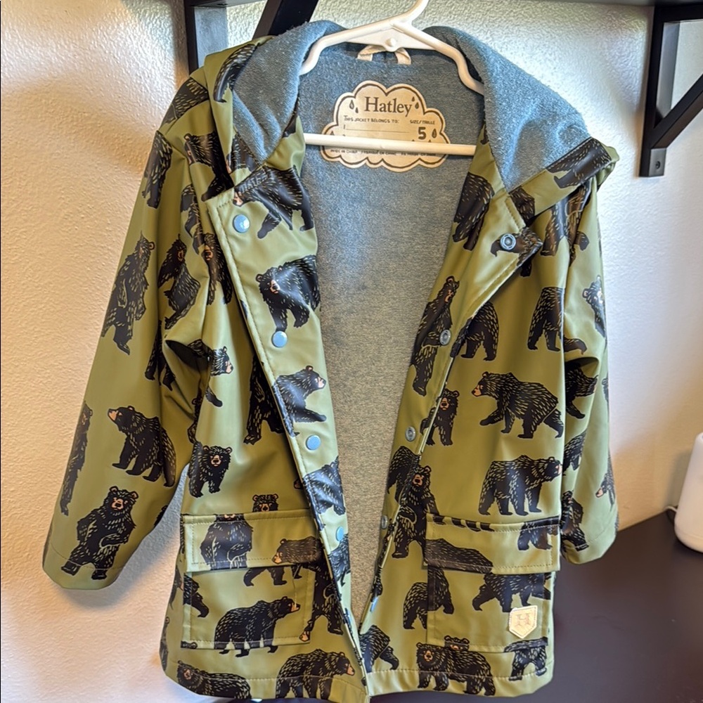 Hatley Green Bear Print Raincoat